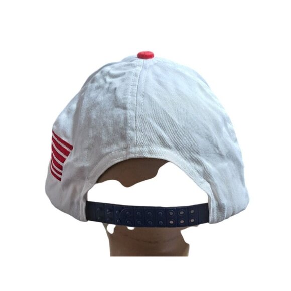 Peterbilt American Flag Truck Embroidered White Blue Adjustable Trucker Cap Hat - Picture 3 of 6